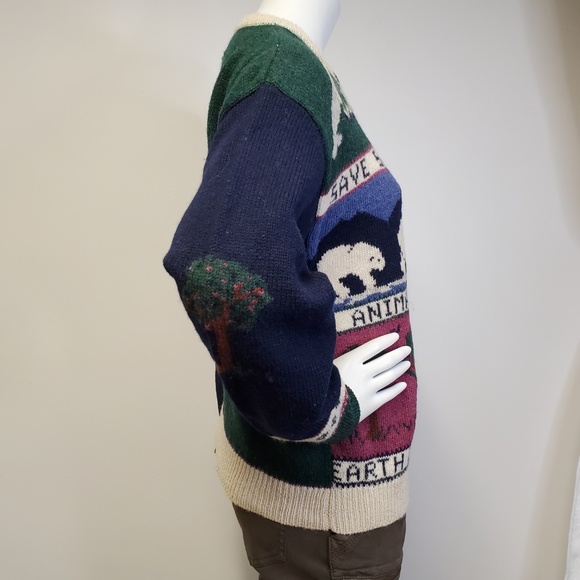 90s WOOLRICH Save Our Animals/Earth Wool Cardigan - Picture 4 of 7
